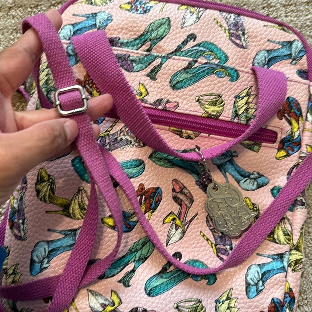 Disney Princess High Heel Print Crossbody Bag Pink Mini Tote Purse Adjustable - Picture 10 of 10